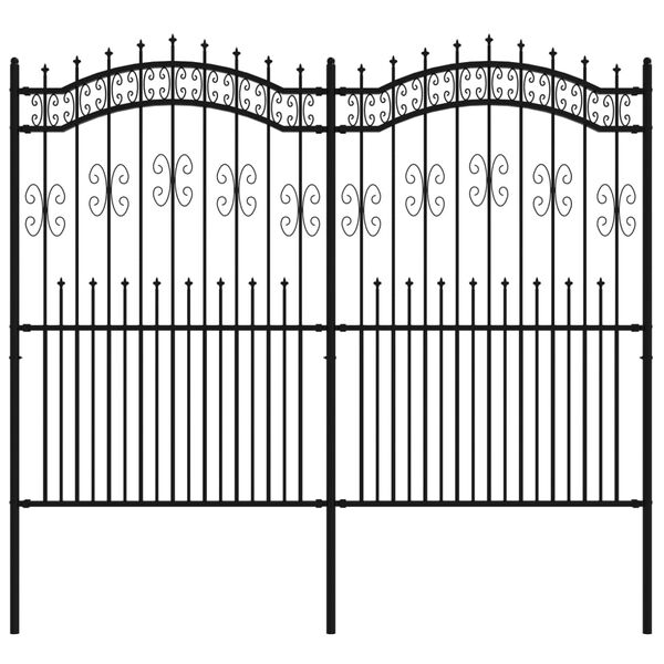 vidaXL Garden Fence with Spear Top Black 240x68.9 " Powder-coated Steel