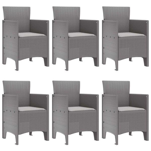 vidaXL Garden Dining Set 7 pcs Light Grey Polt rattan