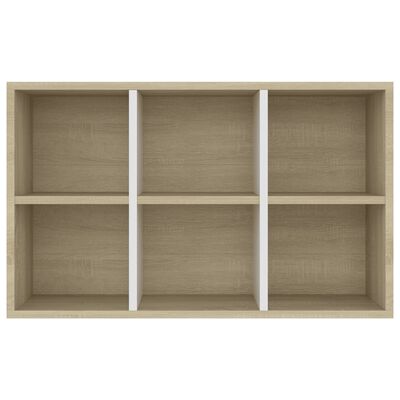 vidaXL Book Cabinet/Sideboard White and Sonoma Oak 26"x11.8"x38.6" Engineered Wood