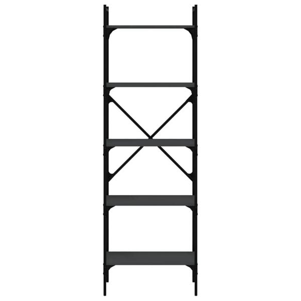vidaXL Bookcase Black Engineered wood, metal