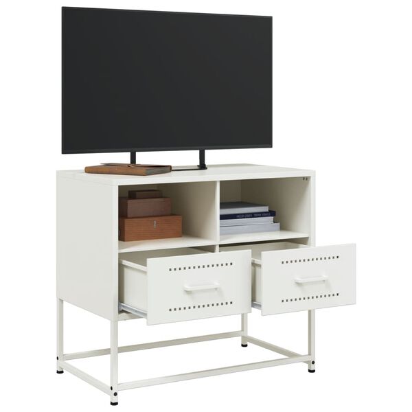 vidaXL TV Cabinet White Steel Medium TV Cabinet Rectangular