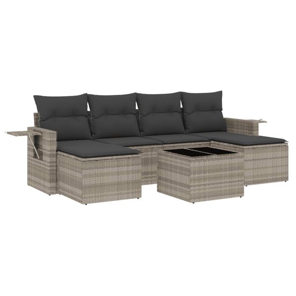 vidaXL Garden Sofa Set Light Grey, Dark Grey PE Rattan 7-piece set