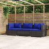 vidaXL 3-seater Sofa Grey PE rattan, powder-coated steel, plastic Large