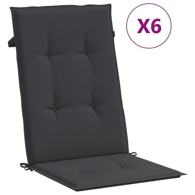 vidaXL Garden Chair Cushions 6 pcs Black 47.2"x19.7"x1.2"