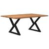 vidaXL Dining Table Light brown, Black Solid oak wood, Powder-coated steel