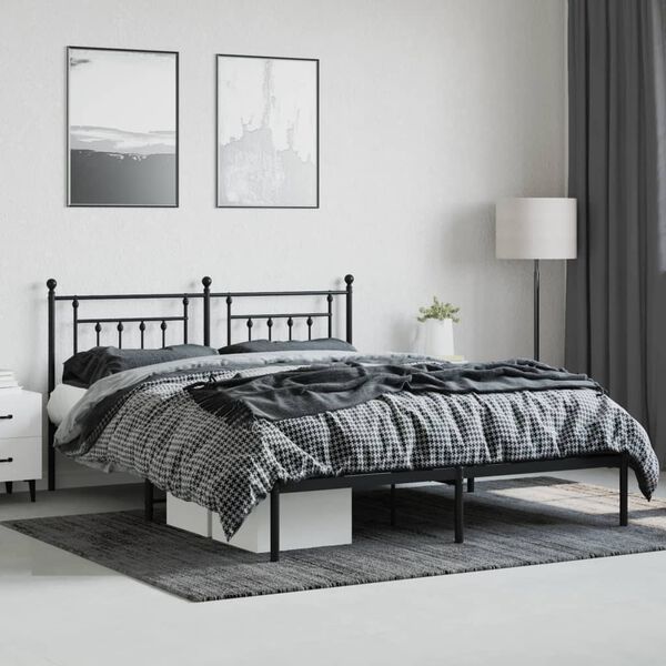 vidaXL Bed Frame Black Steel Super King Bed Frame Rectangular