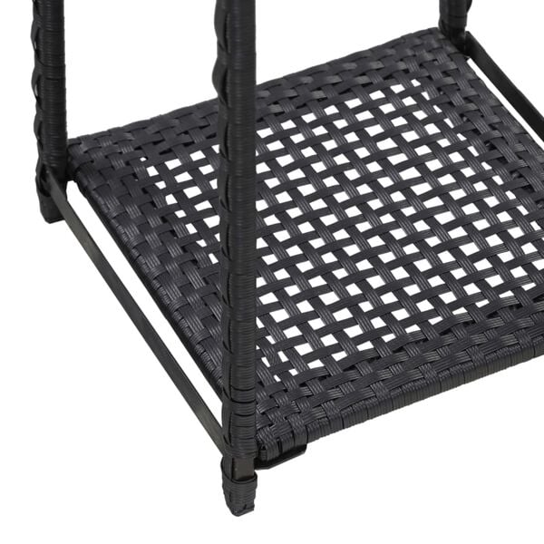 vidaXL Storage Shelf Black Poly rattan Compact Storage Shelf Square