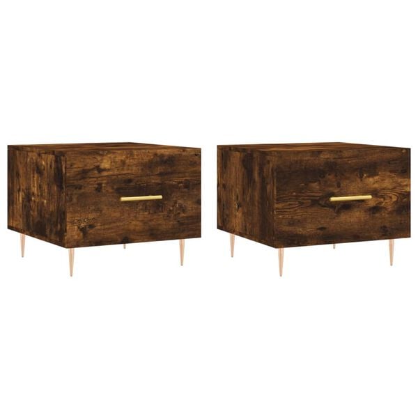 vidaXL Coffee Table Set of 2 Smoked oak Engineered wood, iron