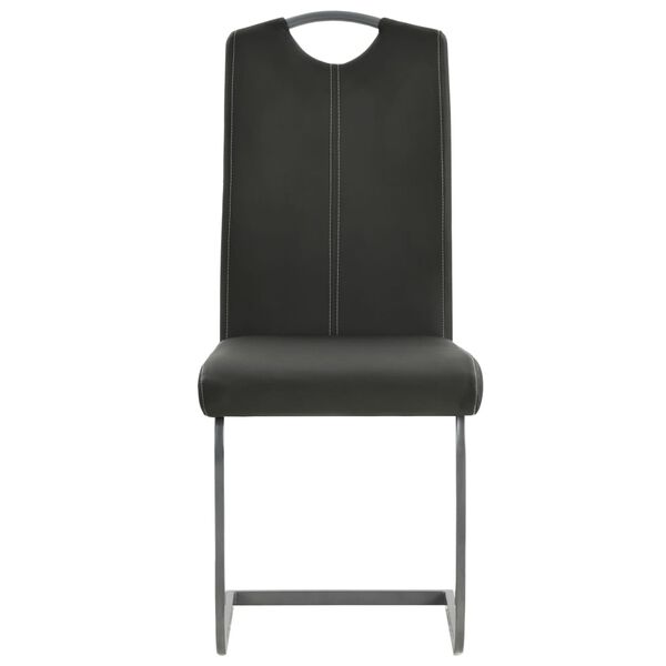 vidaXL Dining Chair Set of 2 Grey Faux leather, Steel Standard Sleek