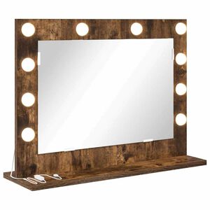vidaXL Vanity Mirror with LED Strip Lights Smoked Oak 60 x 45 x 18 cm