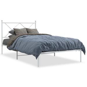 vidaXL Bed Frame White Powder-coated steel Single Durable Bed Frame
