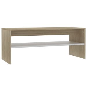 vidaXL Coffee Table White and Sonoma Oak Engineered Wood Small
