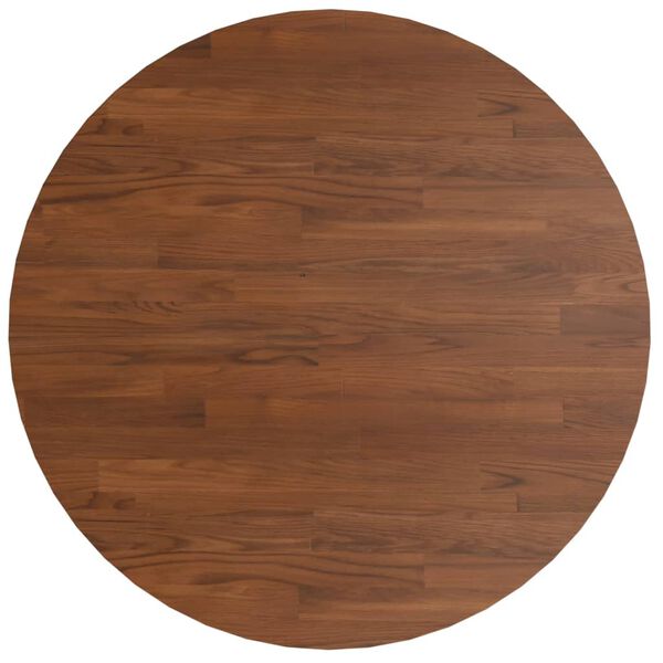 vidaXL Table Top Dark Brown Solid Oak Wood Medium Durable Round