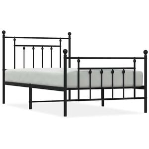 vidaXL Bed Frame Black Powder-coated steel Twin Industrial Bed Frame