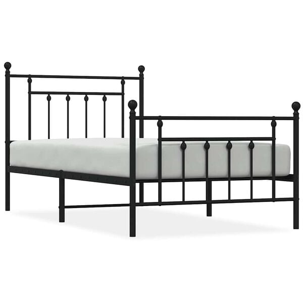 vidaXL Bed Frame Black Powder-coated steel Twin Industrial Bed Frame
