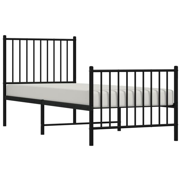 vidaXL Bed Frame Black Steel Small Single Traditional Strong