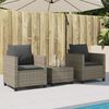 vidaXL 3 Piece Bistro Set with Cushions Grey Poly Rattan