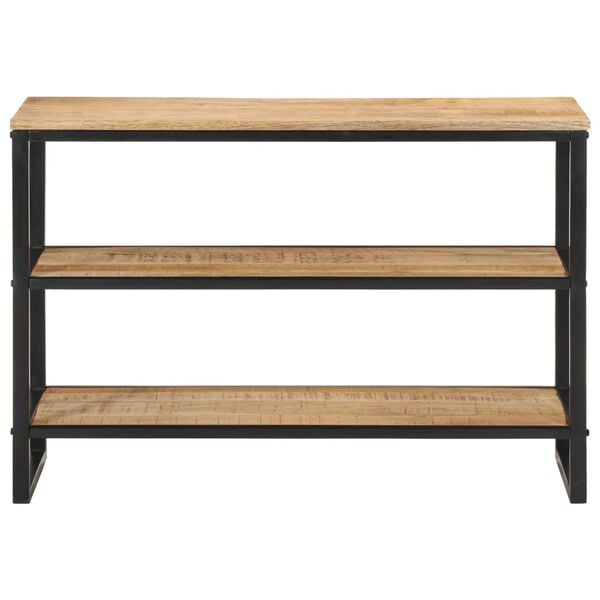vidaXL Console Table Natural Wood, Black Solid Mango Wood, Iron Slim