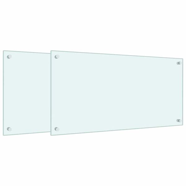 vidaXL Kitchen Backsplashes 2 pcs White 31.5"x15.7" Tempered Glass