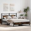 vidaXL Bed Frame Smoked Oak Engineered Wood and Steel Full Bed Frame