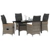 vidaXL Garden Dining Set with Cushion 5 pcs Grey Poly Rattan