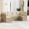 vidaXL Garden Sofa Set Beige PE rattan Large Adjustable Feet