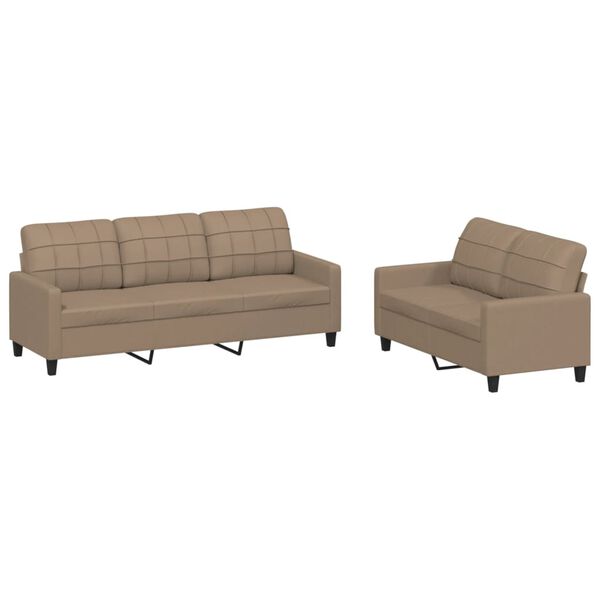 vidaXL Sofa Set Cappuccino 75% polyvinylchloride, 20% polyester, 5% cotton