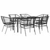 vidaXL 7 Piece Patio Dining Set Black Poly Rattan Glass