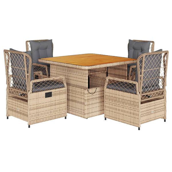 vidaXL Patio Dining Set Set of 4 Beige and brown