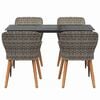 vidaXL Garden Dining Set with Cushion 5 pcs Grey Poly Rattan