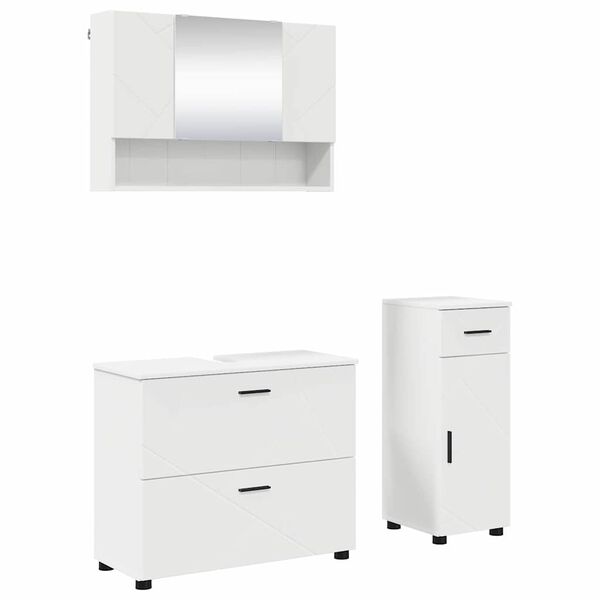 vidaXL Bathroom Furniture Set with Drawer 3 pcs White Engineered wood
