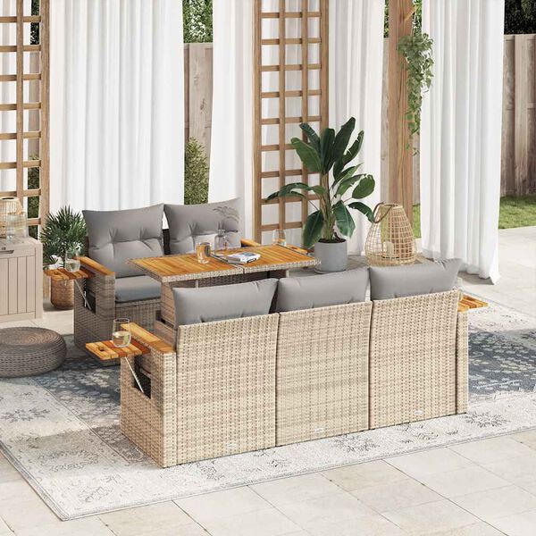 vidaXL Garden Sofa Set Beige, Light Grey