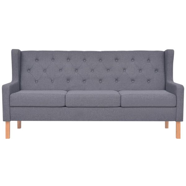 vidaXL Sofa Set Grey Polyester fabric, Wooden frame Large Durable