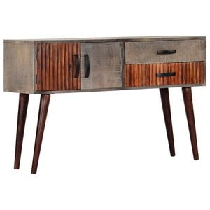 vidaXL Console Table Grey and Brown Solid Rough Mango Wood
