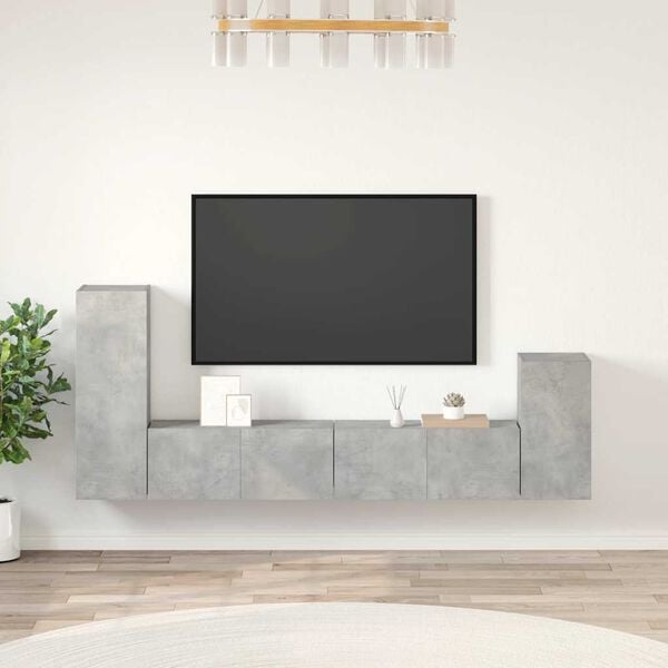 vidaXL TV Cabinet Set Set of 4 Concrete grey Engineered wood Large