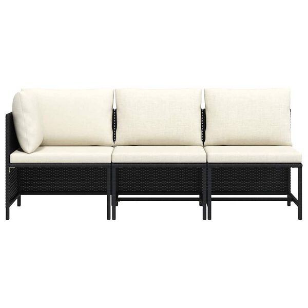 vidaXL Garden Sofa Set Black PE rattan, steel, 100% polyester Medium