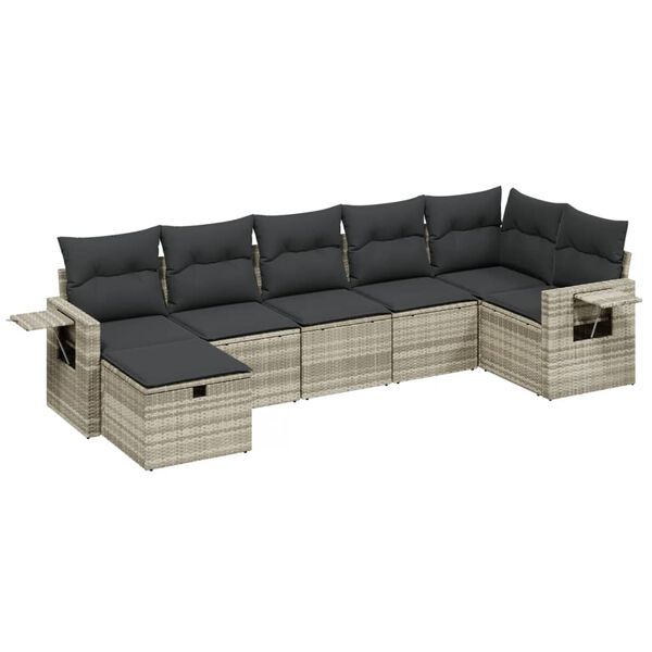 vidaXL Garden Sofa Set Light Grey Poly Rattan Large Modular