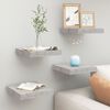 vidaXL Wall Shelf Set of 4 Concrete Grey Honeycomb MDF, Metal Frame