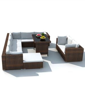 vidaXL Outdoor Furniture Set Brown, Cream White