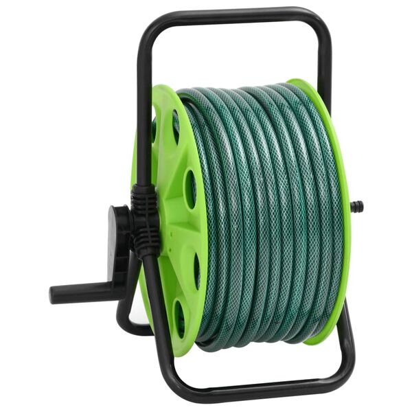 vidaXL Free Standing Green Hose Reel with 98.4 ' Hose PVC