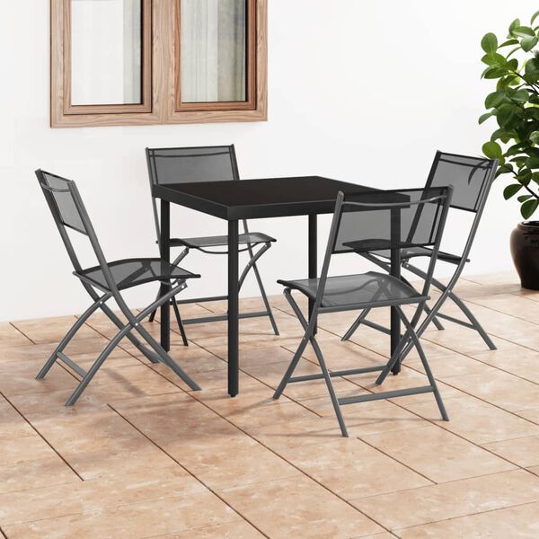 vidaXL Folding Outdoor Chair Set of 4 Black