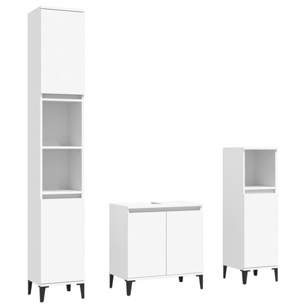 vidaXL Bathroom Furniture Set White Engineered wood, metal Medium