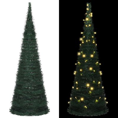 vidaXL Pop-up String Artificial Christmas Tree with LED Green 6 ft
