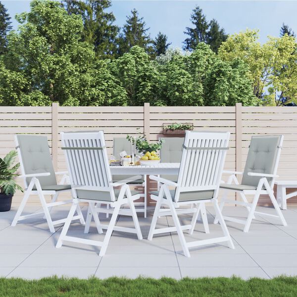 vidaXL Highback Chair Cushion Set of 6 Melange light grey 100% polyester