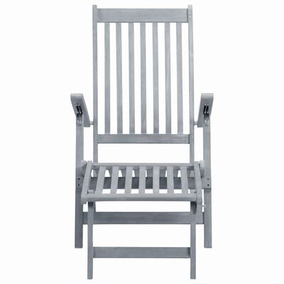 vidaXL Patio Deck Chair with Footrest Grey Wash Solid Acacia Wood