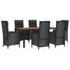 vidaXL Garden Dining Set Black Poly Rattan, Acacia wood, Powder-Coated Steel