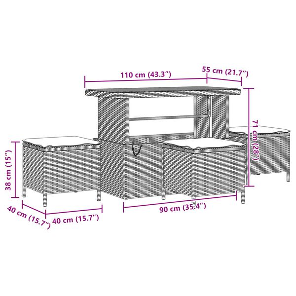 vidaXL Garden Sofa Set with Pillow 10 pcs Black Synthetic: Poly Rattan