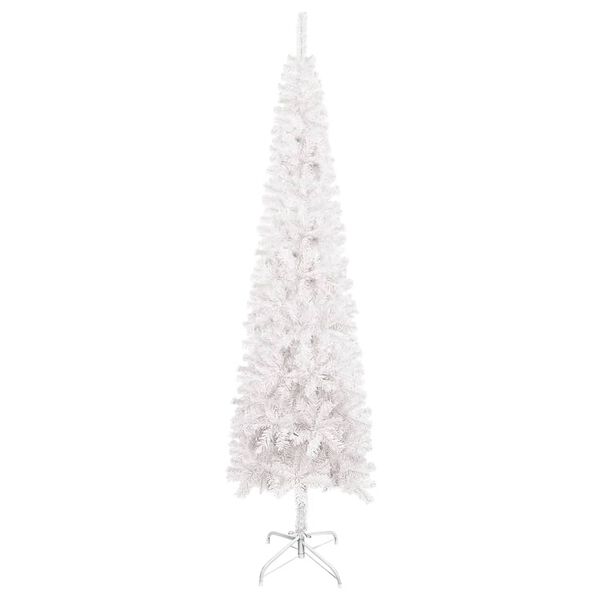 vidaXL Christmas Tree White PVC, Steel Slim Adjustable Features