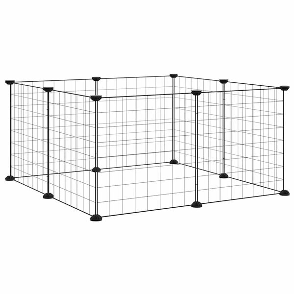 vidaXL Pet Cage Black Powder-Coated Steel Adjustable, DIY design Durable