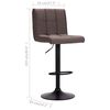 vidaXL Bar Stool Set of 2 Taupe Polyester Adjustable Swivel